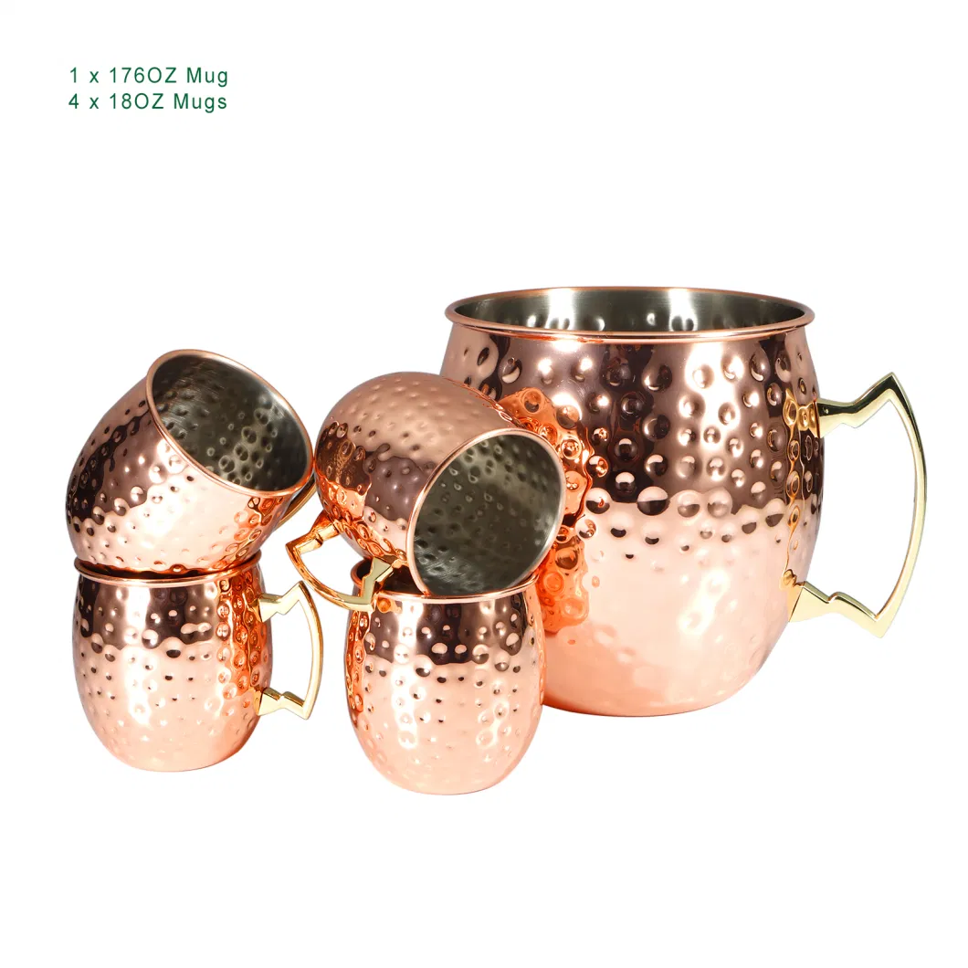 Custom Hot Sell Beer Cocktail Cups Party Hammer Copper Plated Stainless Steel Moscow Mule Mug