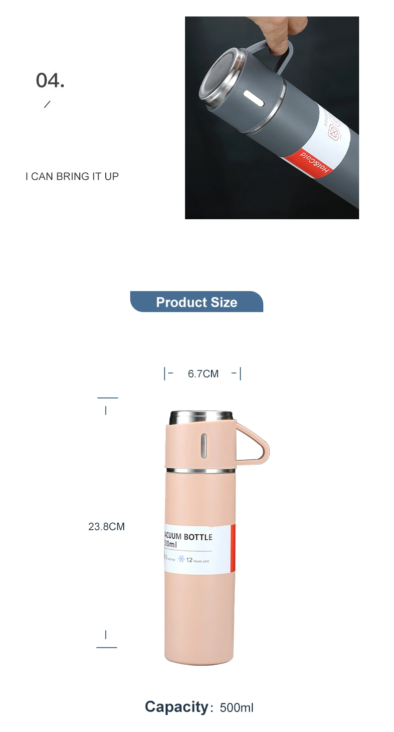 New Stainless Steel Vacuum Flask Travel Mug Set Sport Water Bottle Gift Box Set Large Capacity Travel Double Wall Vacuum Bottle